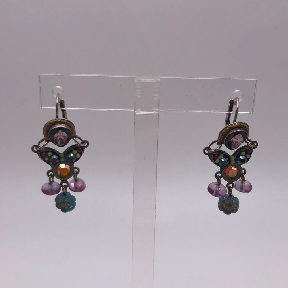 Modern Beaded Earrings Adaya Designs Colorful Swarovski Crystal Earrings - Picture 2 of 7
